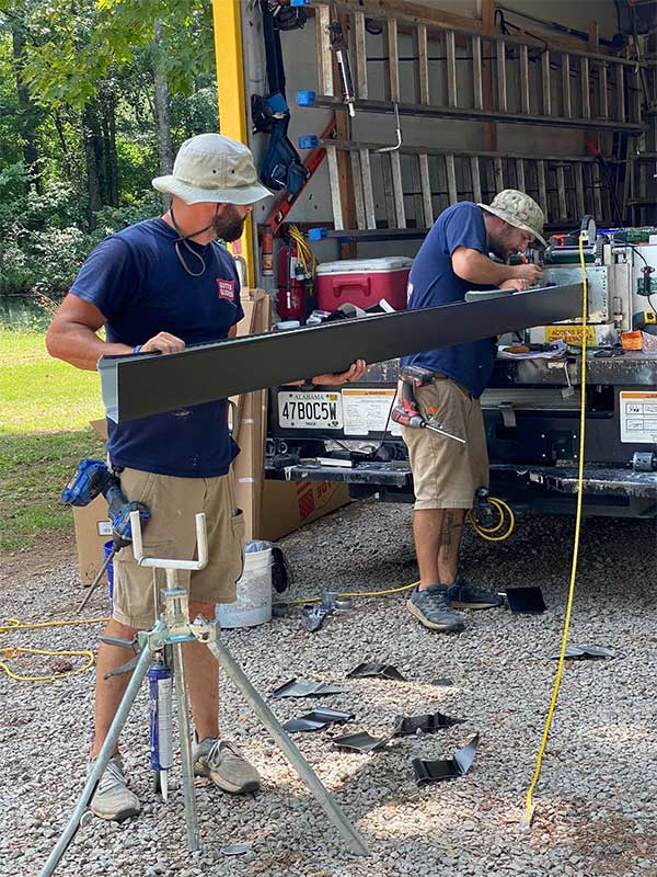 Technicians Installation of Gutter